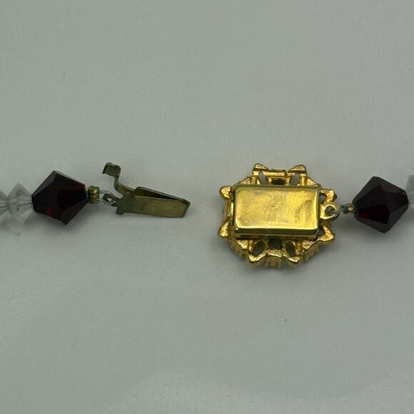 Fashion Red Gold Clear Beaded Necklace - Picture 4 of 6